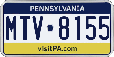 PA license plate MTV8155