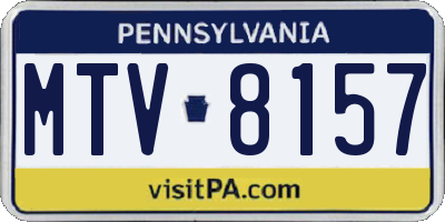 PA license plate MTV8157