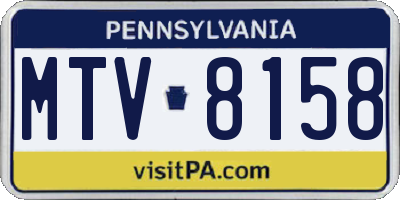 PA license plate MTV8158