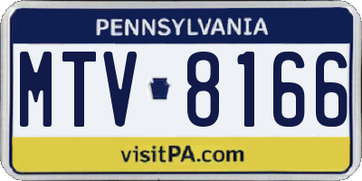 PA license plate MTV8166