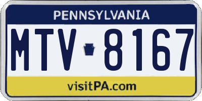 PA license plate MTV8167