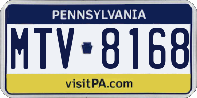 PA license plate MTV8168