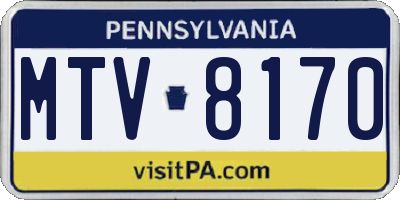 PA license plate MTV8170