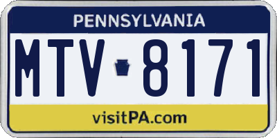PA license plate MTV8171
