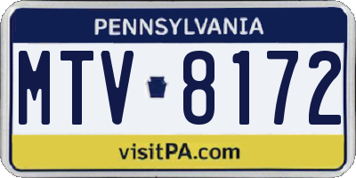 PA license plate MTV8172