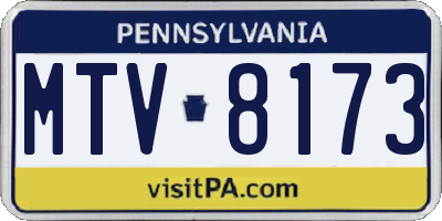 PA license plate MTV8173