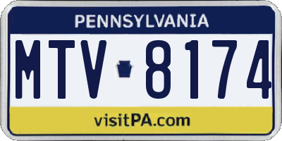 PA license plate MTV8174