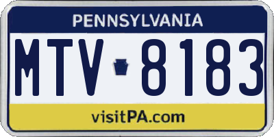 PA license plate MTV8183