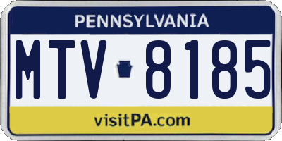 PA license plate MTV8185