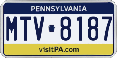 PA license plate MTV8187