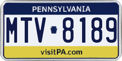 PA license plate MTV8189