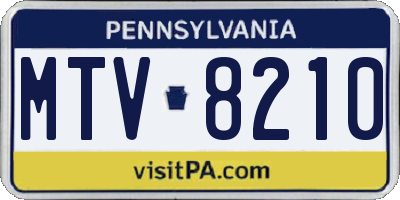 PA license plate MTV8210