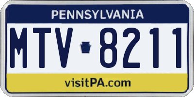 PA license plate MTV8211