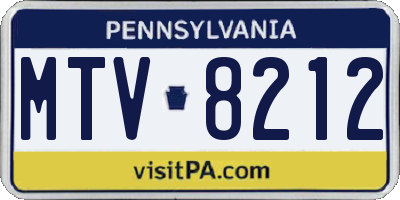 PA license plate MTV8212