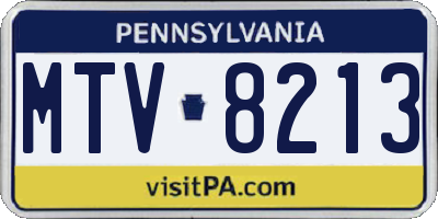 PA license plate MTV8213