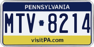 PA license plate MTV8214