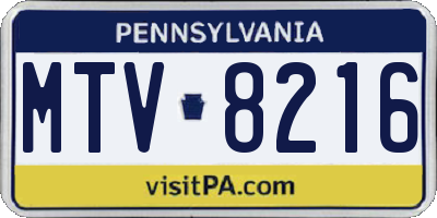 PA license plate MTV8216