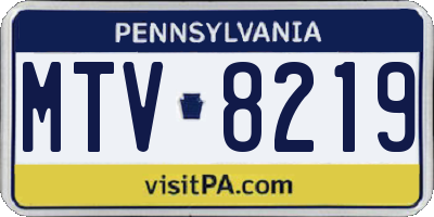 PA license plate MTV8219