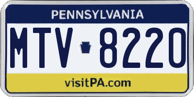 PA license plate MTV8220