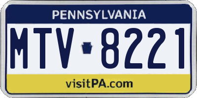 PA license plate MTV8221