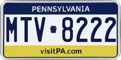 PA license plate MTV8222