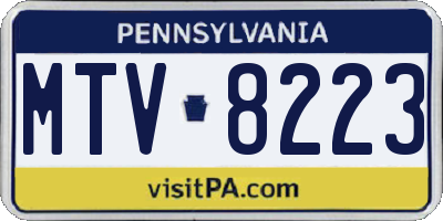 PA license plate MTV8223