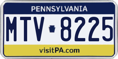 PA license plate MTV8225
