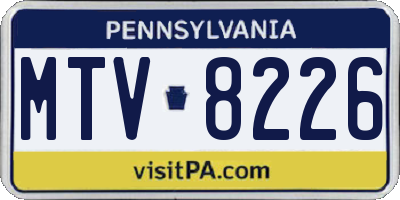 PA license plate MTV8226