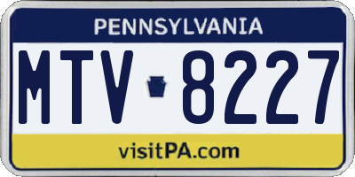 PA license plate MTV8227