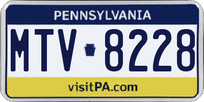 PA license plate MTV8228