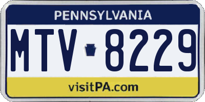 PA license plate MTV8229
