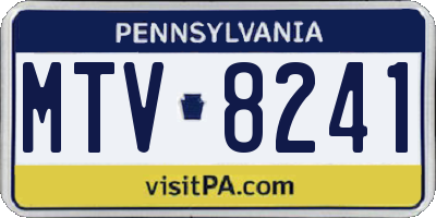 PA license plate MTV8241