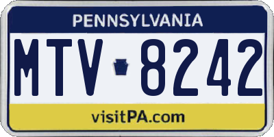 PA license plate MTV8242