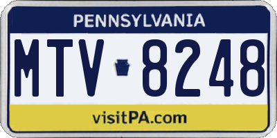 PA license plate MTV8248