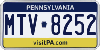 PA license plate MTV8252