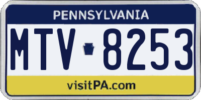 PA license plate MTV8253