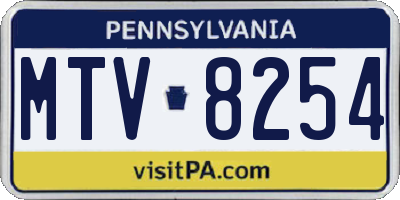 PA license plate MTV8254