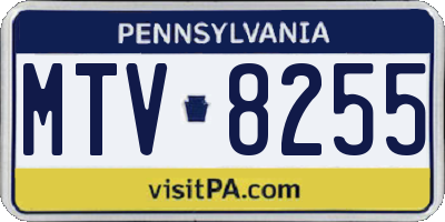 PA license plate MTV8255