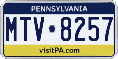 PA license plate MTV8257