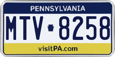 PA license plate MTV8258