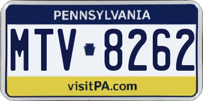 PA license plate MTV8262