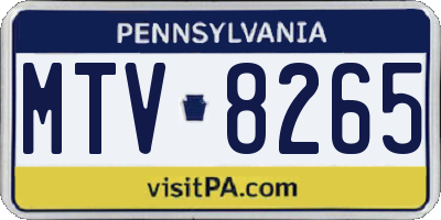 PA license plate MTV8265