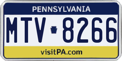PA license plate MTV8266