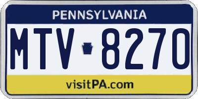 PA license plate MTV8270