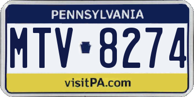 PA license plate MTV8274