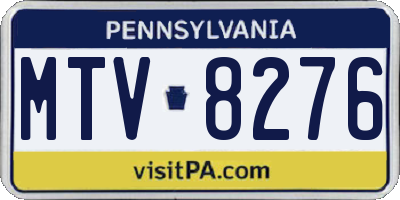 PA license plate MTV8276