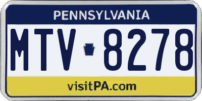 PA license plate MTV8278