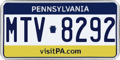 PA license plate MTV8292