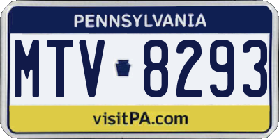 PA license plate MTV8293