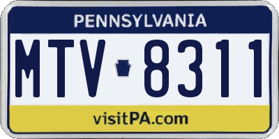 PA license plate MTV8311